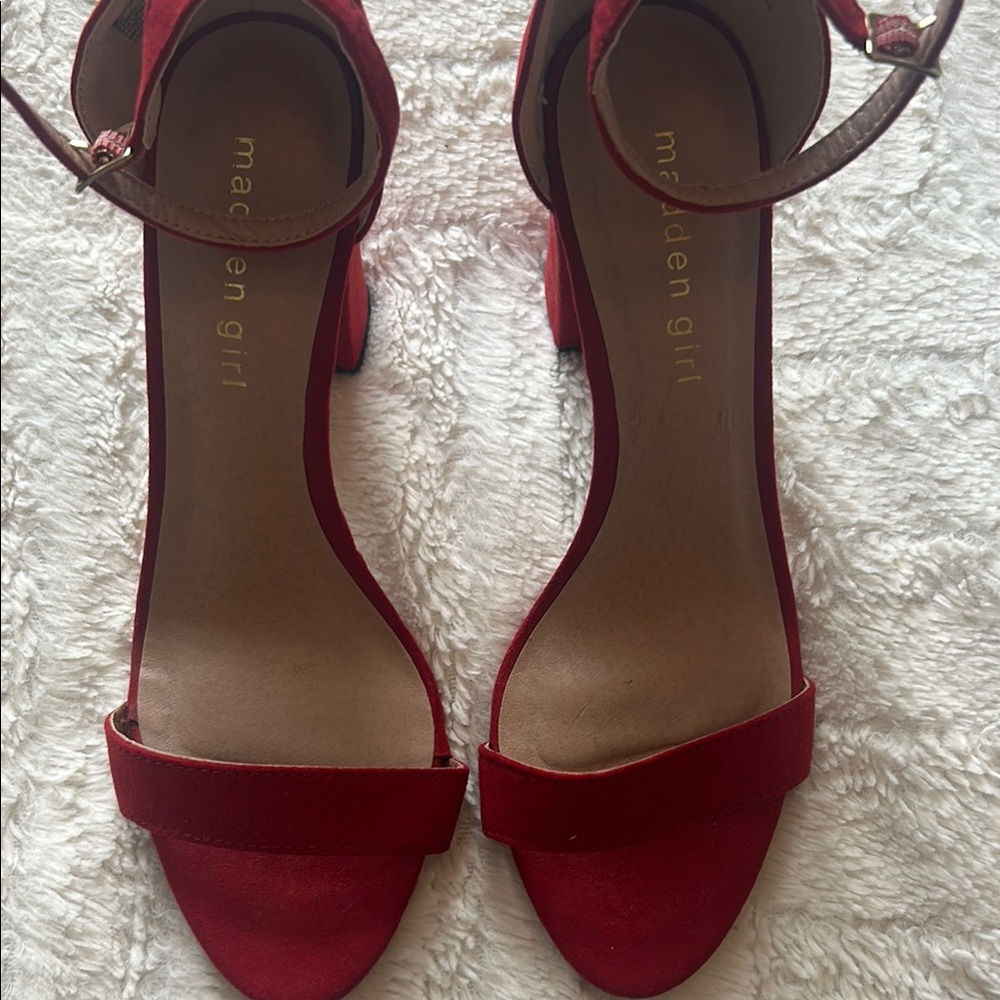Madden Girl Red Heels Elegant Suede Design